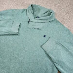 Polo Ralph Lauren Sweater Men Large Shawl Collar Estate Rib Cotton Green